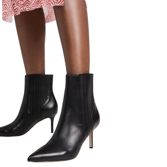 Veronica Beard Lisa Leather Mid Heel Ankle Bootie Boots Black Size 9.5M - Picture 2 of 13